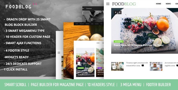 FoodBlog – Personal Blog and Magazine WordPress Theme